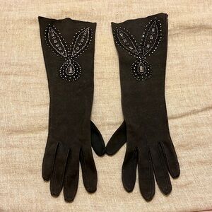 Vintage beaded 13” long gloves